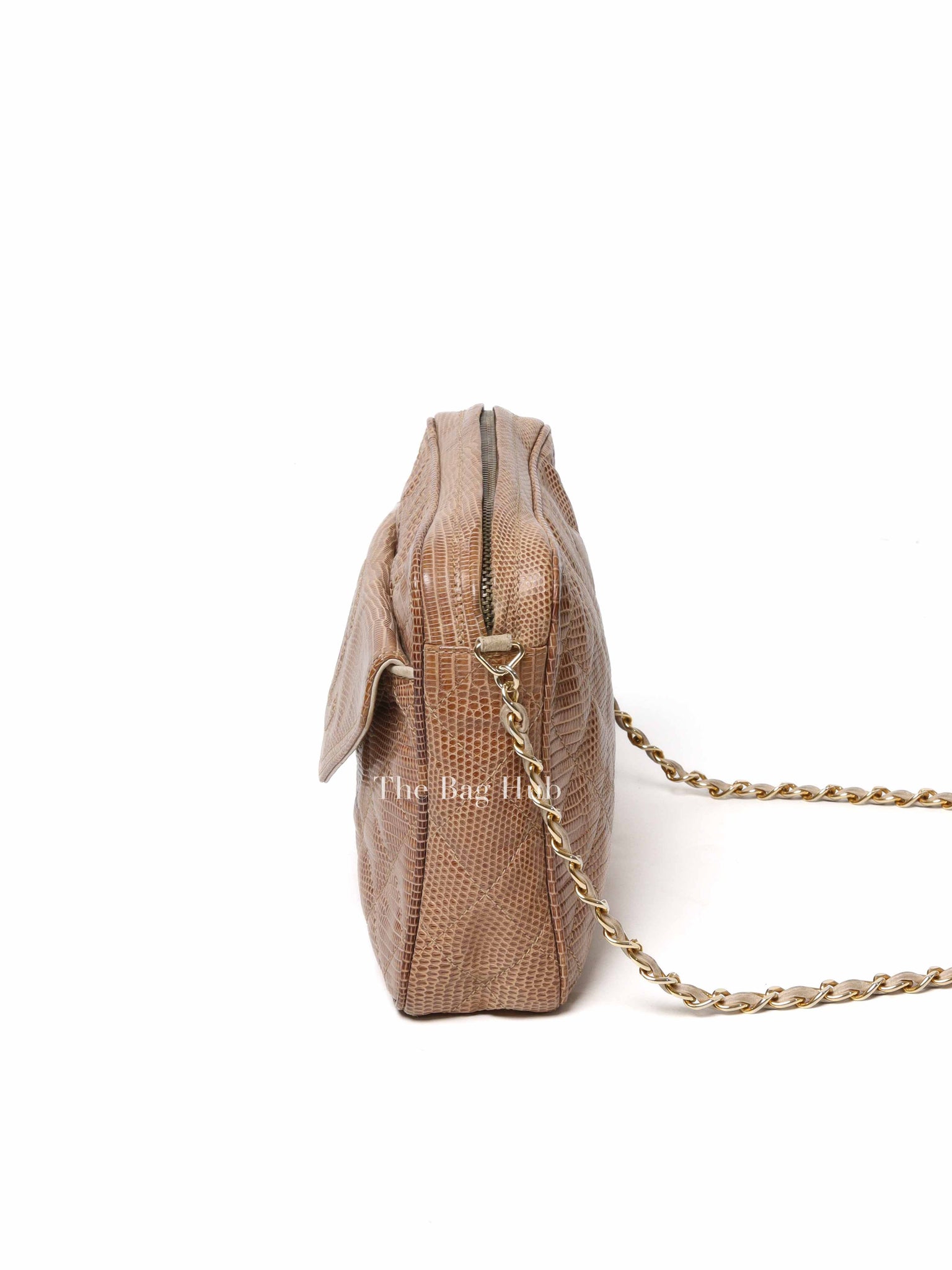 Chanel Vintage Front Pocket Camera Bag Quilted Lizard Small