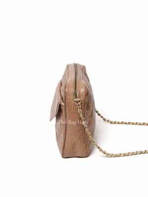 Chanel Vintage Front Pocket Camera Bag Quilted Lizard Small
