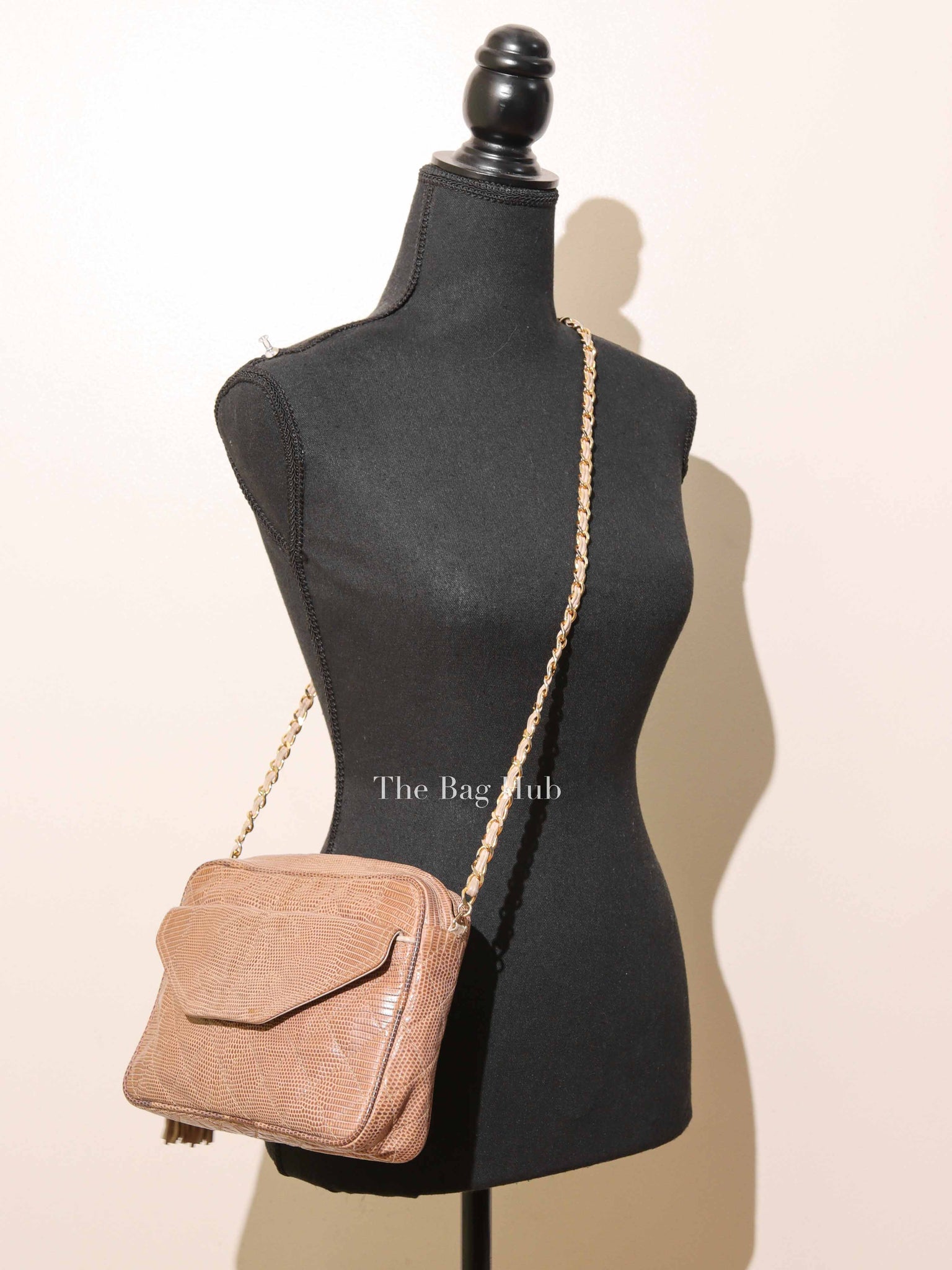 Chanel Vintage Front Pocket Camera Bag Quilted Lizard Small