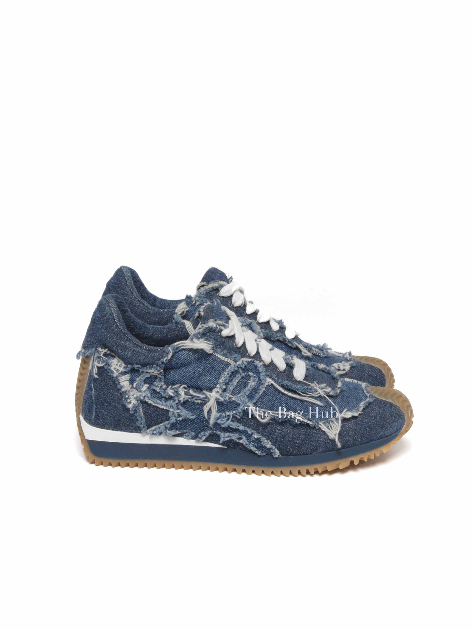 Loewe Denim Raw-Edge Trim Sneakers Women's Size 36