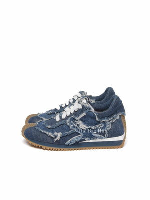 Loewe Denim Raw-Edge Trim Sneakers Women's Size 36
