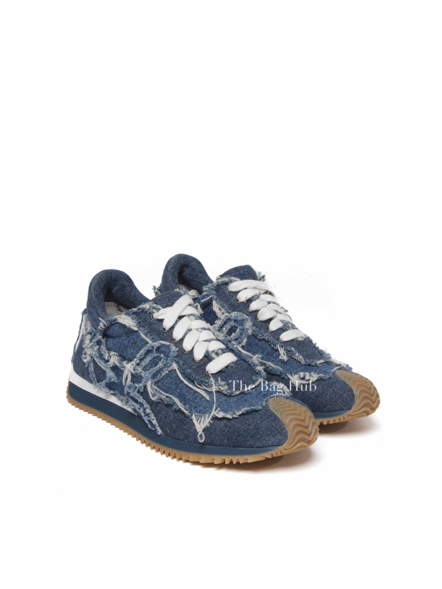Loewe Denim Raw-Edge Trim Sneakers Women's Size 36