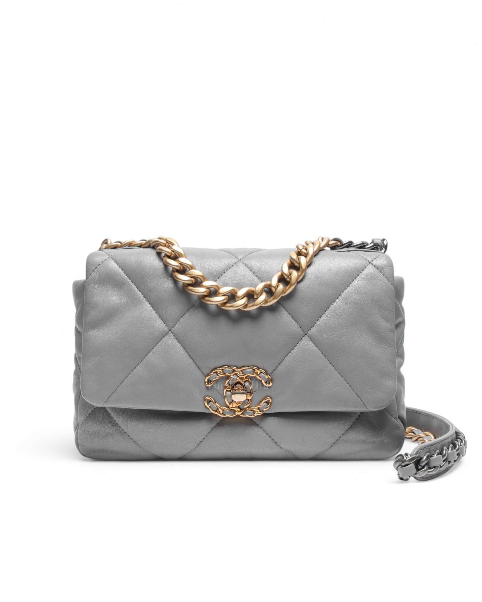 Chanel Gray Lambskin Quilted C19 Flap Small Bag SHW/RHW/GHW