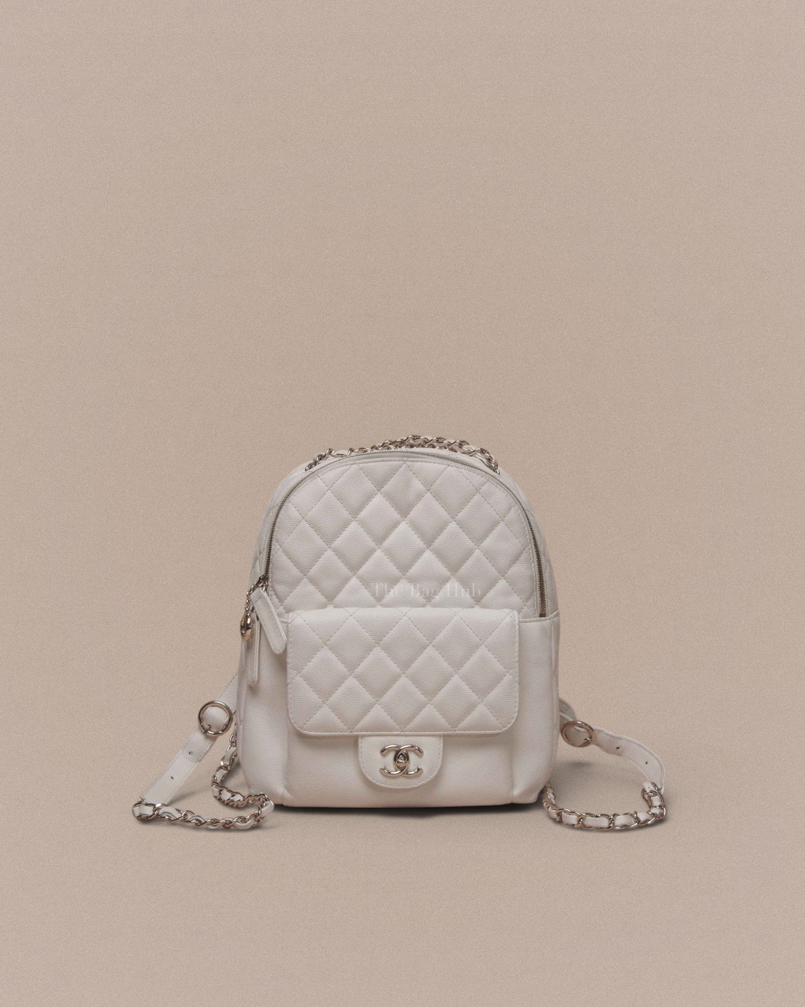 Chanel White Caviar Quilted Medium CC Day Backpack GHW | Designer Brand | Authentic Chanel
