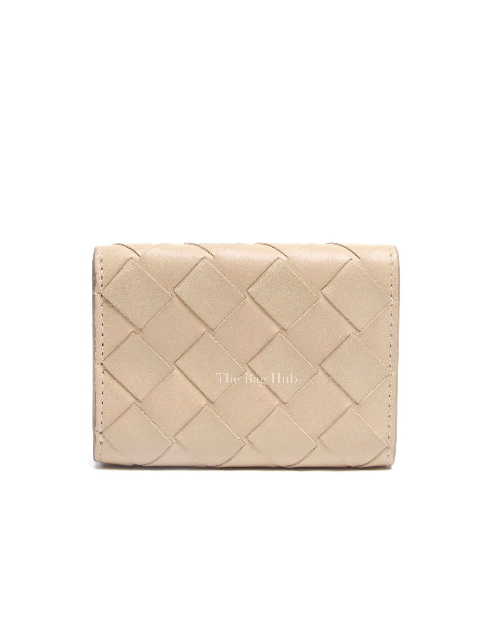 Beige Wallet Bottega Veneta Beige Intrecciato Leather Tiny Tri-Fold Wallet