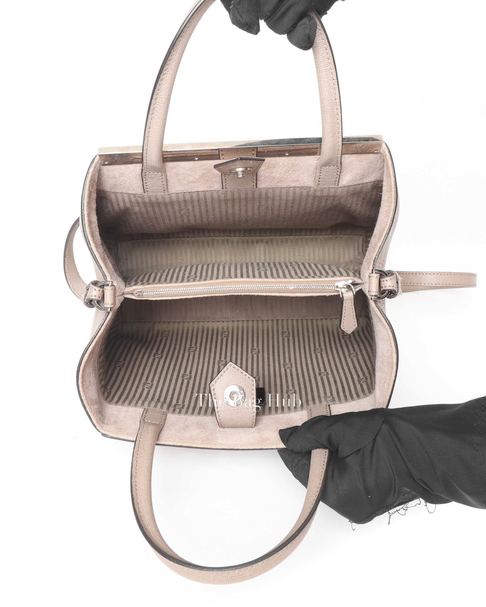 Fendi Taupe Saffiano/smooth Leather Petite 2jours Tote Bag