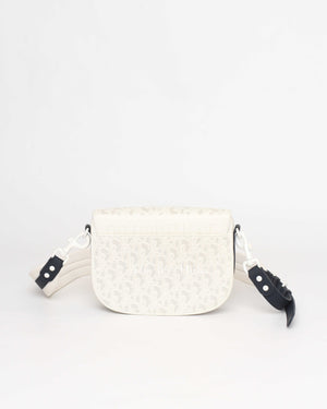 Dior White/Blue Calfskin Perforated Medium Bobby Bag