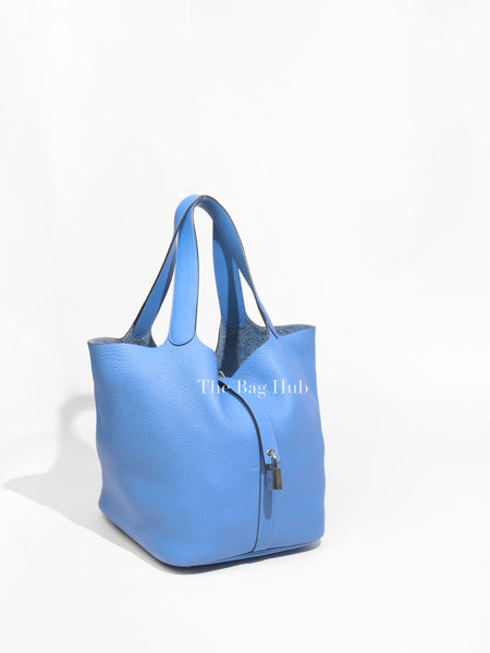 Hermes Blue Clemence Picotin 26 Bag PHW | Designer Brand