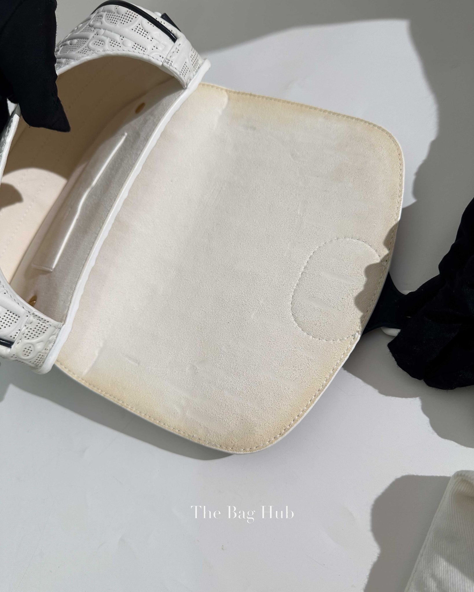 Dior White/Blue Calfskin Perforated Medium Bobby Bag