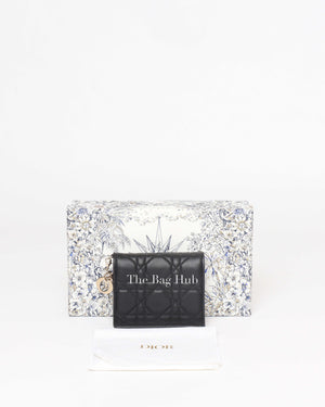 Christian Dior Black Leather Lady Dior Gardenia Mini Wallet