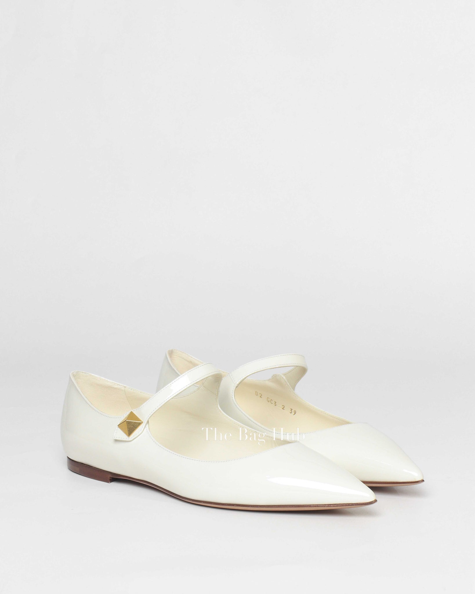 Valentino White Patent Tiptoe  Ballerina Flats Size 39