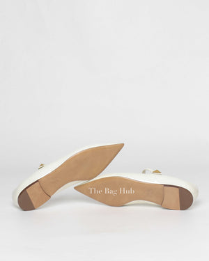 Valentino White Patent Tiptoe  Ballerina Flats Size 39