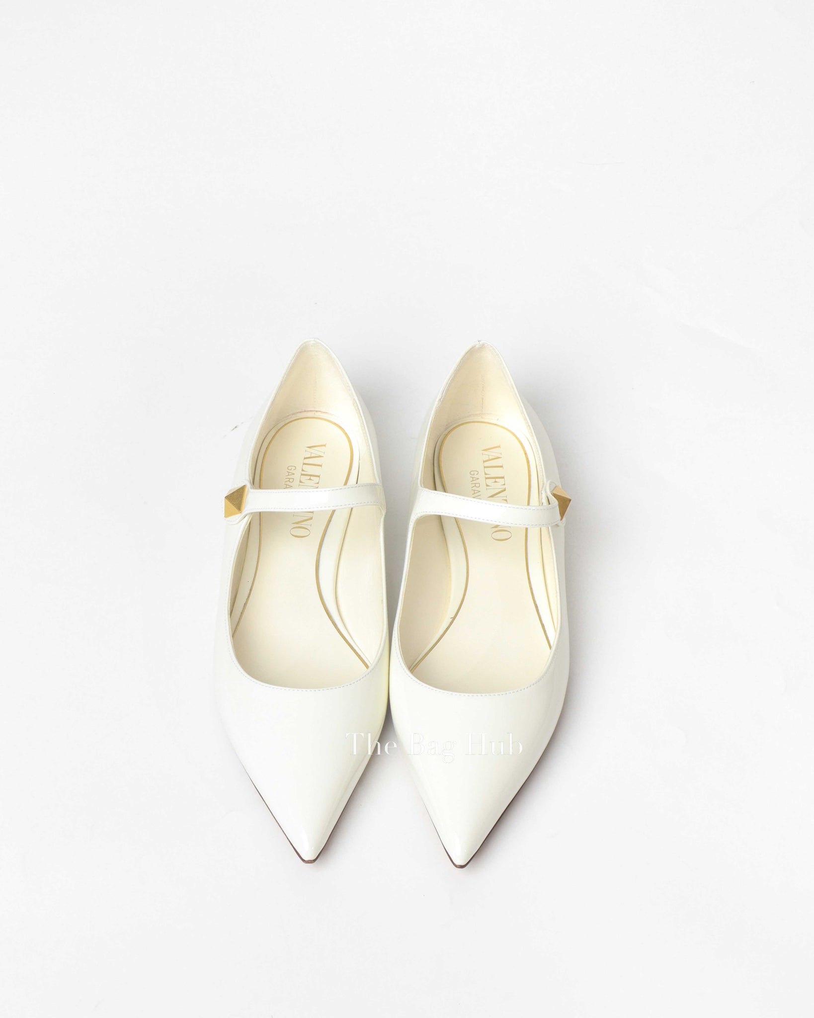 Valentino White Patent Tiptoe  Ballerina Flats Size 39