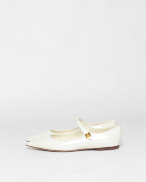 Valentino White Patent Tiptoe  Ballerina Flats Size 39