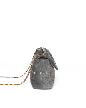Saint Laurent Gray Suede/Leather Y Quilted Monogram Loulou Satchel Chain Small Bag
