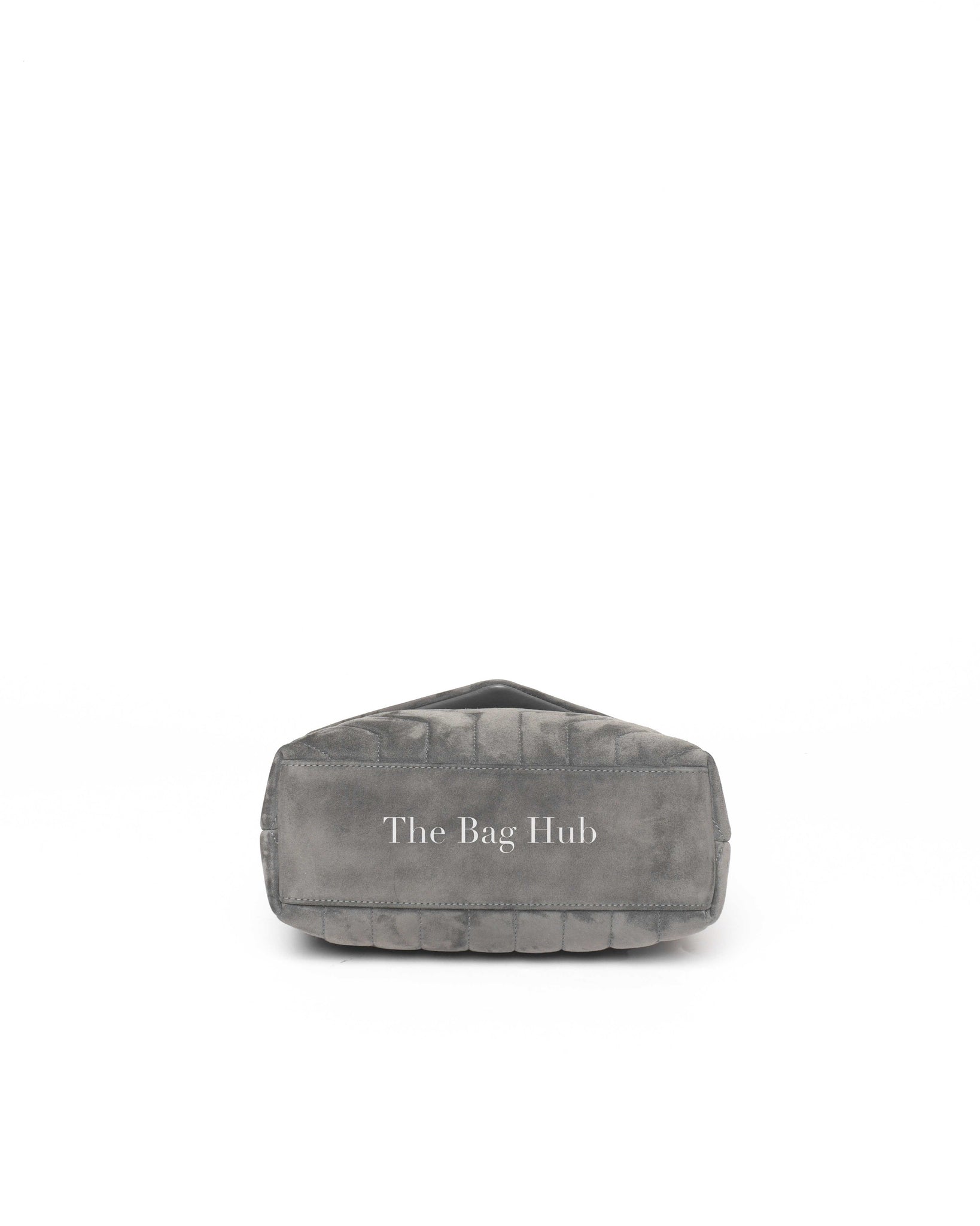 Saint Laurent Gray Suede/Leather Y Quilted Monogram Loulou Satchel Chain Small Bag