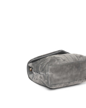 Saint Laurent Gray Suede/Leather Y Quilted Monogram Loulou Satchel Chain Small Bag