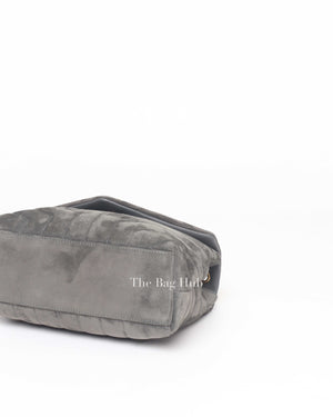 Saint Laurent Gray Suede/Leather Y Quilted Monogram Loulou Satchel Chain Small Bag