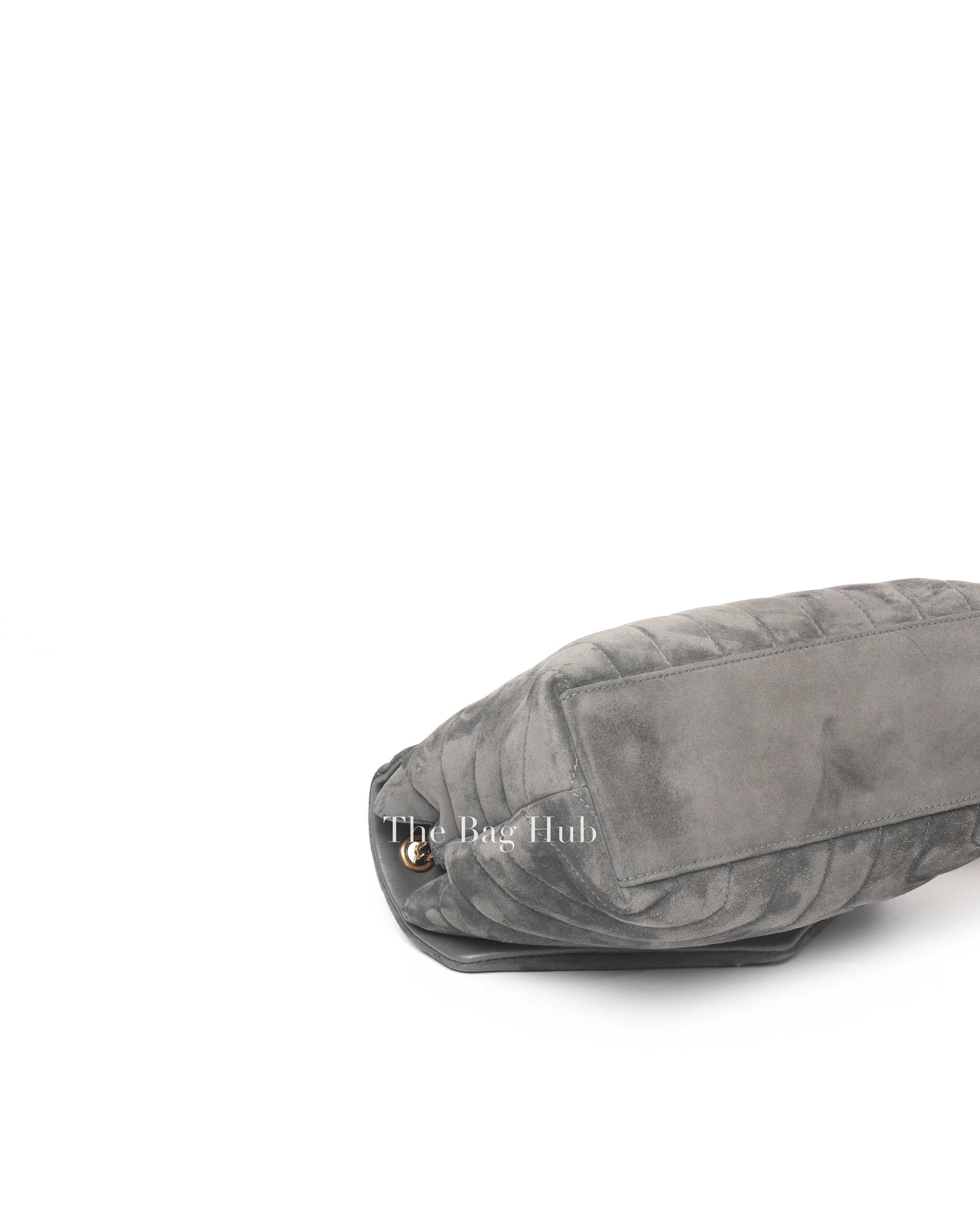 Saint Laurent Gray Suede/Leather Y Quilted Monogram Loulou Satchel Chain Small Bag