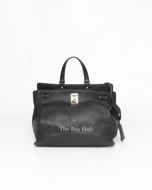 Valentino Black Leather Large Joylock Top Handle Bag