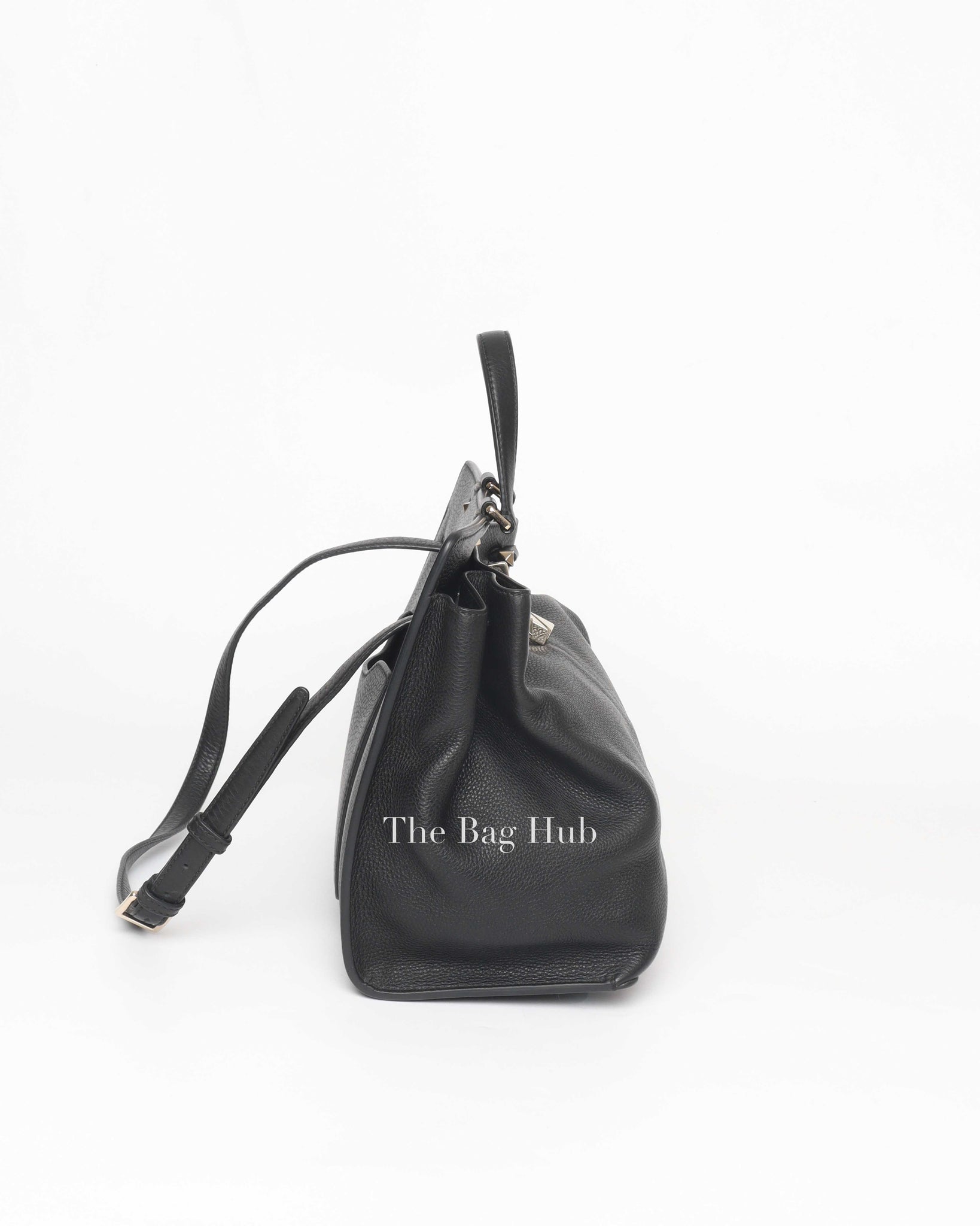 Valentino Black Leather Large Joylock Top Handle Bag