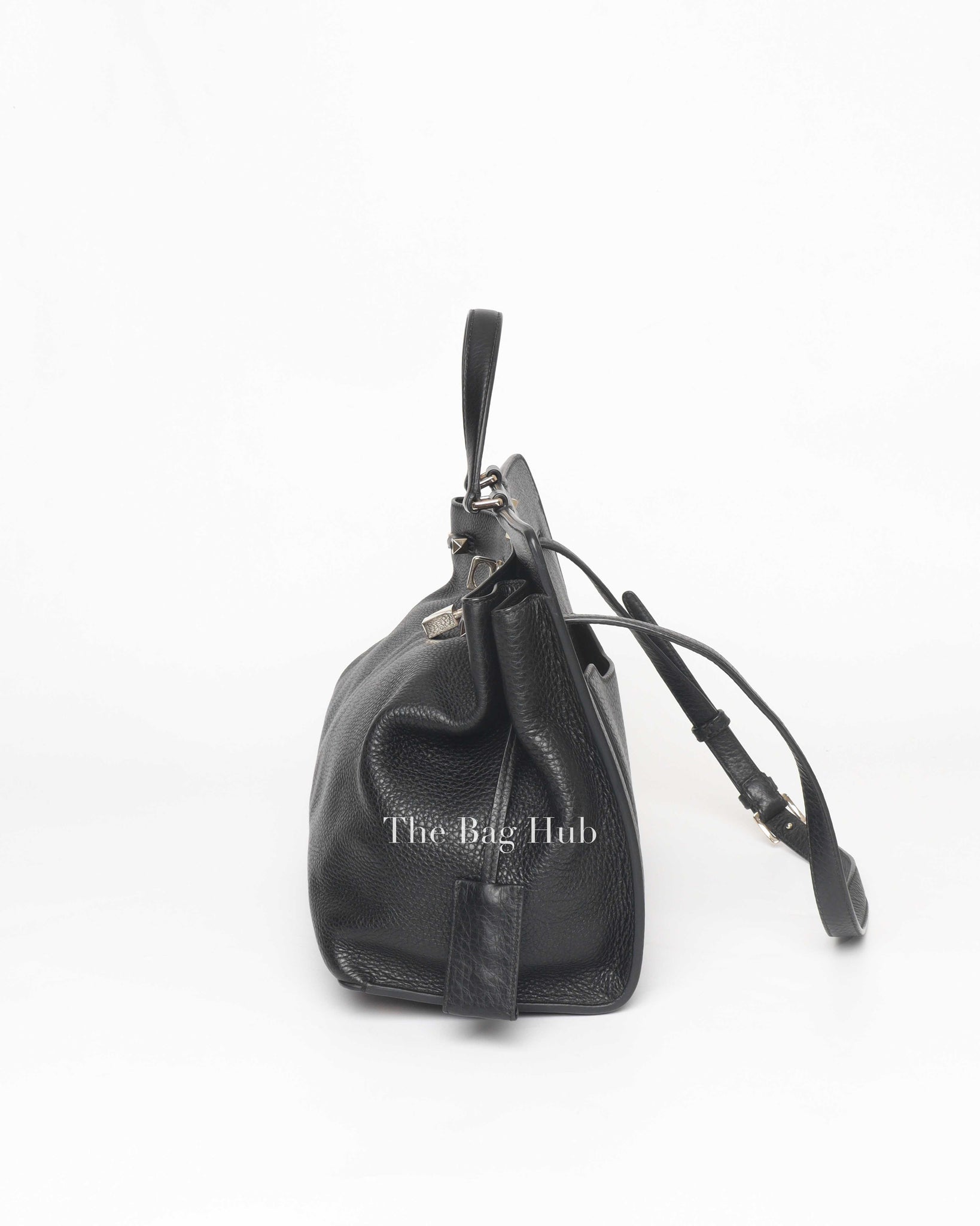 Valentino Black Leather Large Joylock Top Handle Bag