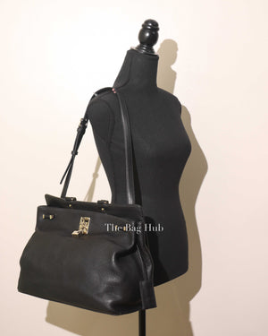 Valentino Black Leather Large Joylock Top Handle Bag