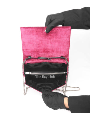 Saint Laurent Fuchsia Pink Velvet Kate Wallet On Chain Shoulder Bag