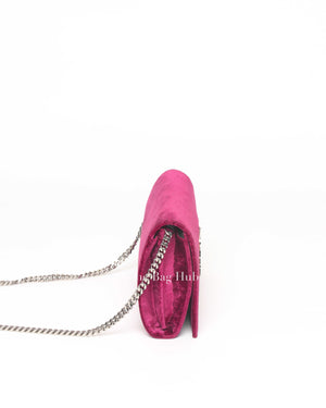 Saint Laurent Fuchsia Pink Velvet Kate Wallet On Chain Shoulder Bag