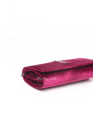Saint Laurent Fuchsia Pink Velvet Kate Wallet On Chain Shoulder Bag