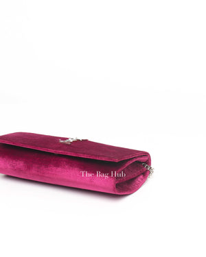 Saint Laurent Fuchsia Pink Velvet Kate Wallet On Chain Shoulder Bag