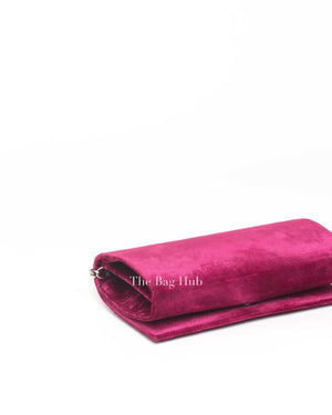Saint Laurent Fuchsia Pink Velvet Kate Wallet On Chain Shoulder Bag