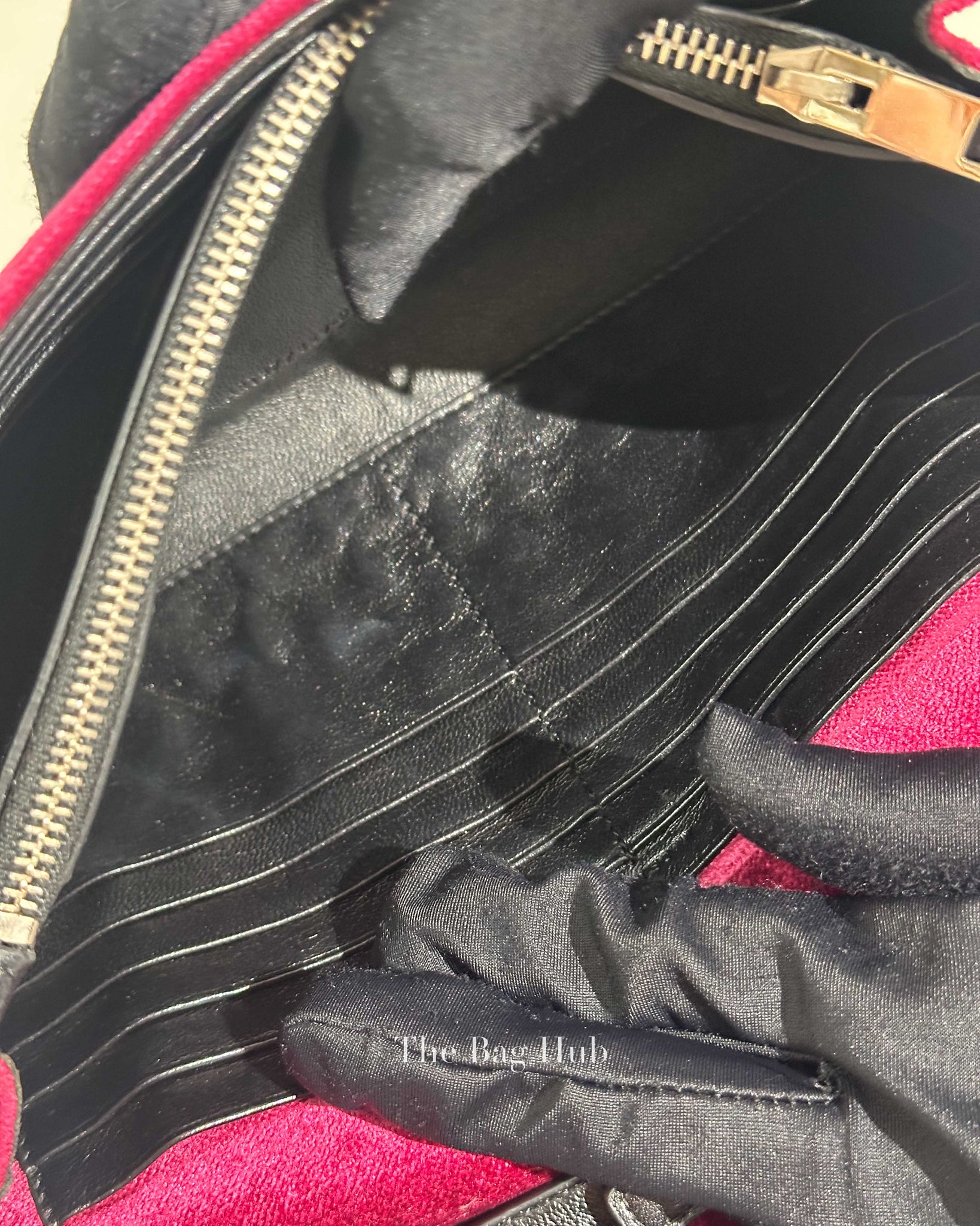 Saint Laurent Fuchsia Pink Velvet Kate Wallet On Chain Shoulder Bag