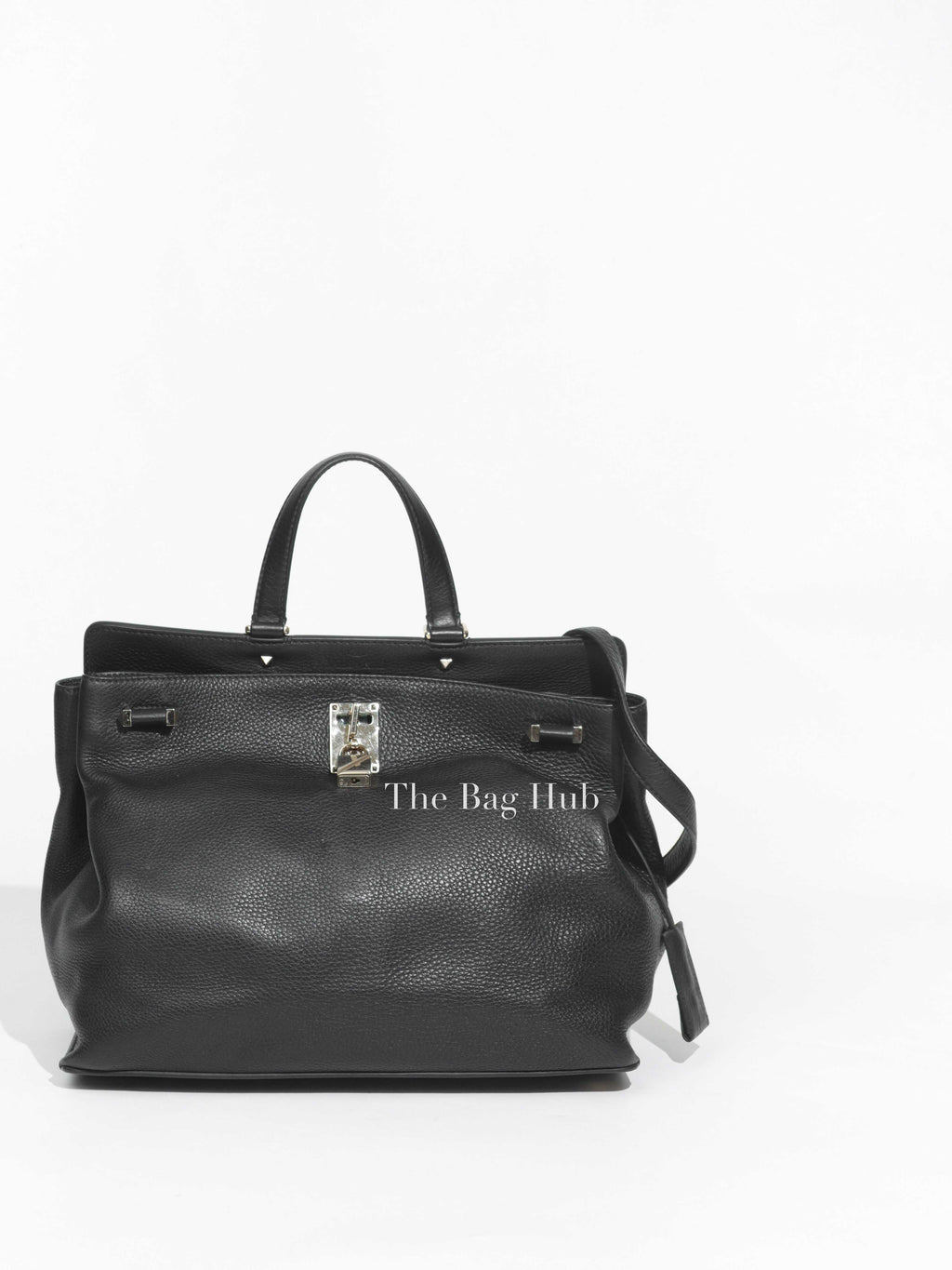 Valentino Black Leather Large Joylock Top Handle Bag