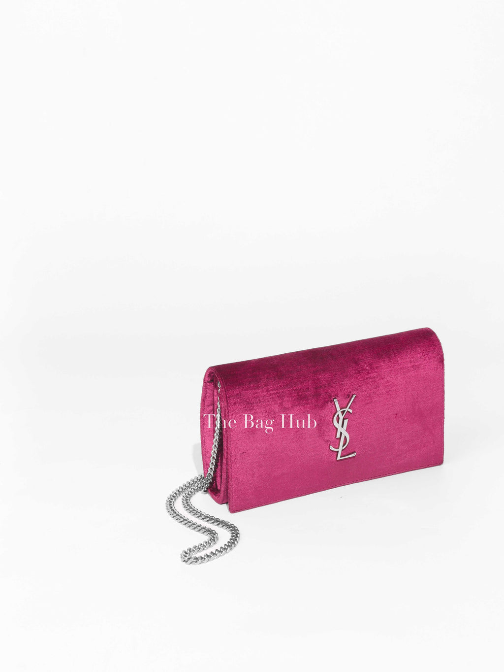 Saint Laurent Fuchsia Pink Velvet Kate Wallet On Chain Shoulder Bag