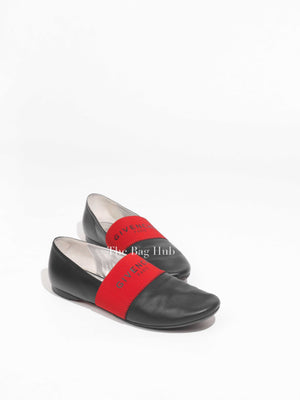 Givenchy Black/Red Leather Signature Logo Size 38