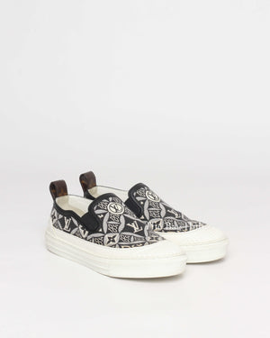 Louis Vuitton Black/White Canvas Limited Edition Playtime Slip-On Since 1854 Women's Sneakers 35.5