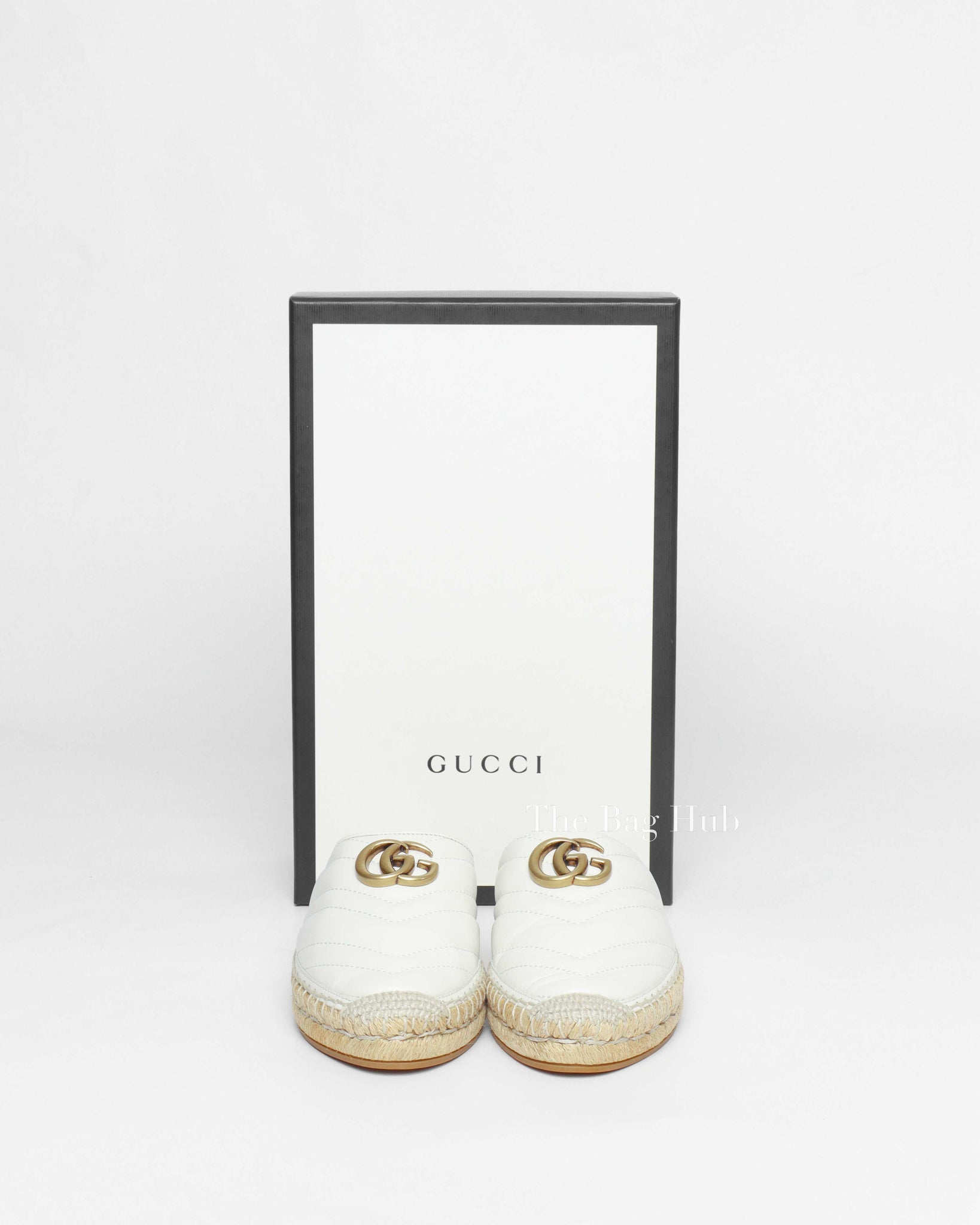 Gucci White Leather GG Marmont Espadrille Mules 36