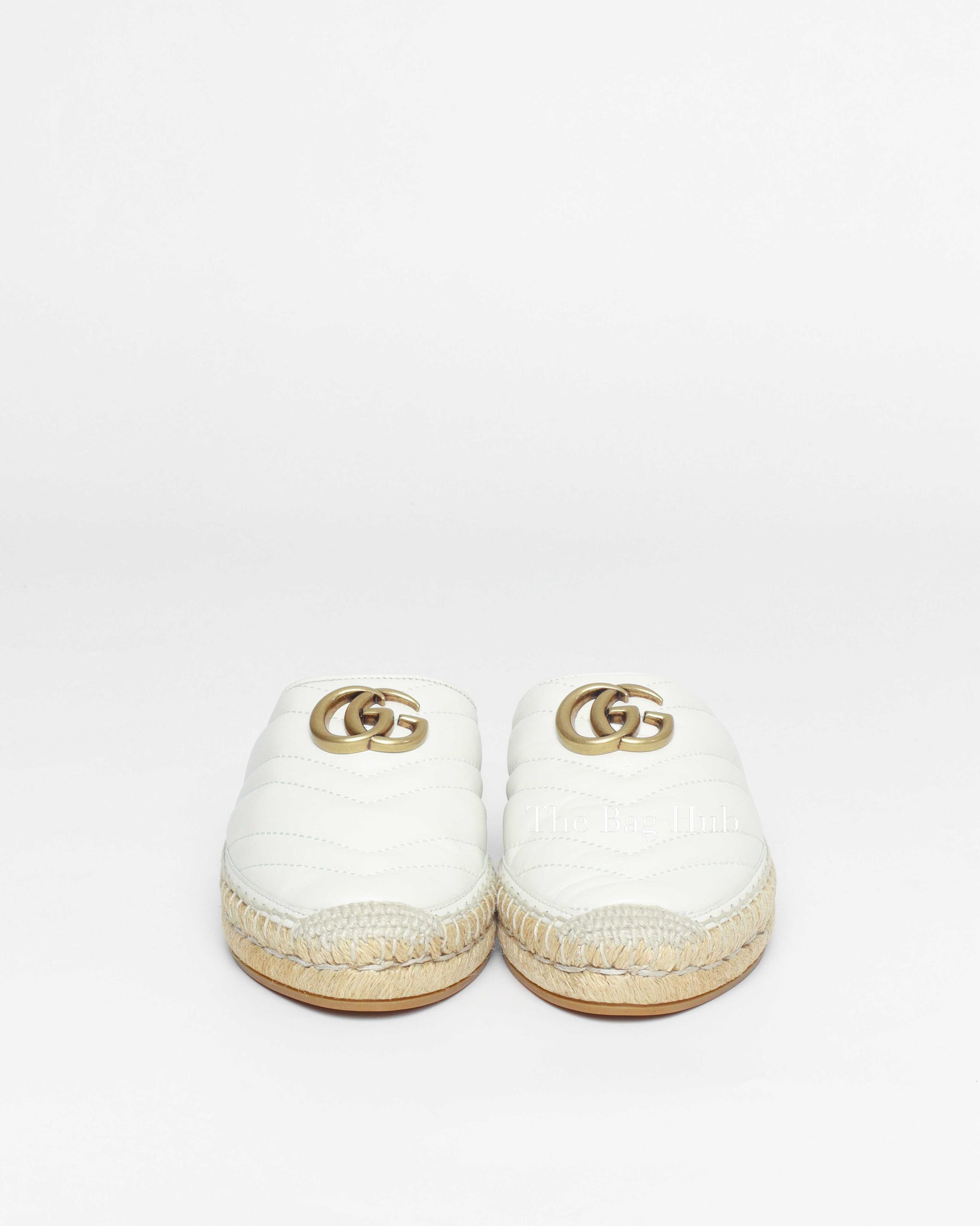 Gucci White Leather GG Marmont Espadrille Mules 36