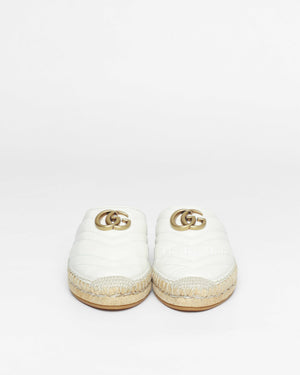 Gucci White Leather GG Marmont Espadrille Mules 36