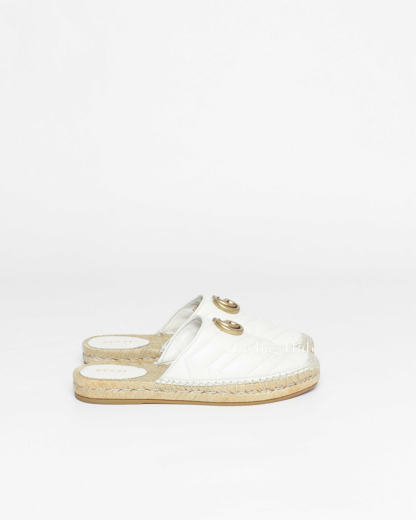Gucci White Leather GG Marmont Espadrille Mules 36