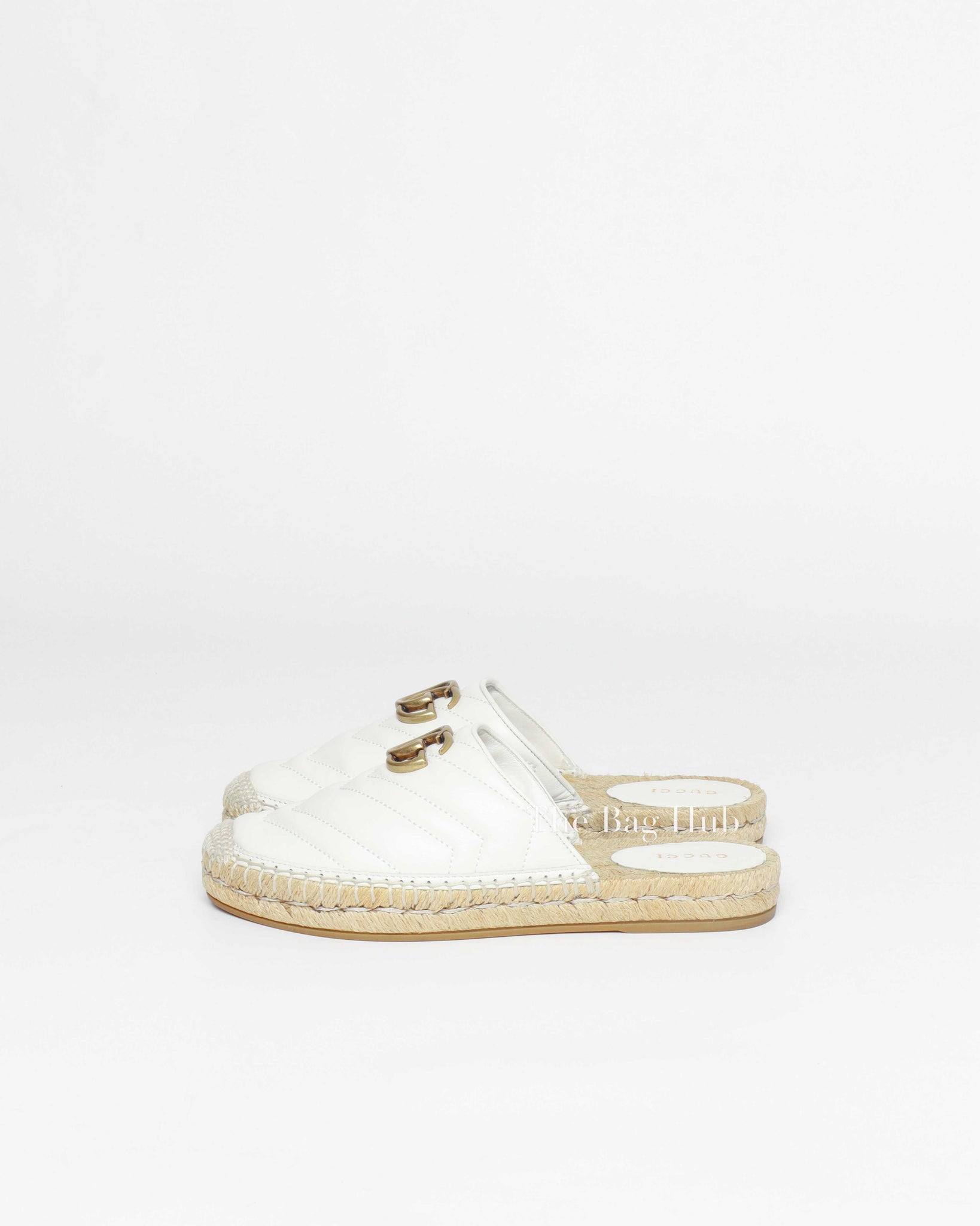 Gucci White Leather GG Marmont Espadrille Mules 36
