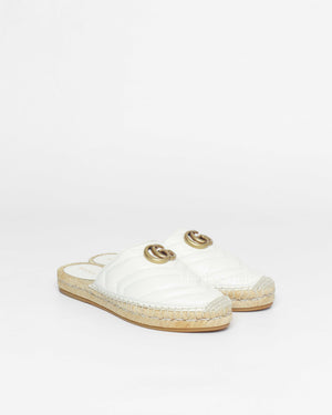 Gucci White Leather GG Marmont Espadrille Mules 36