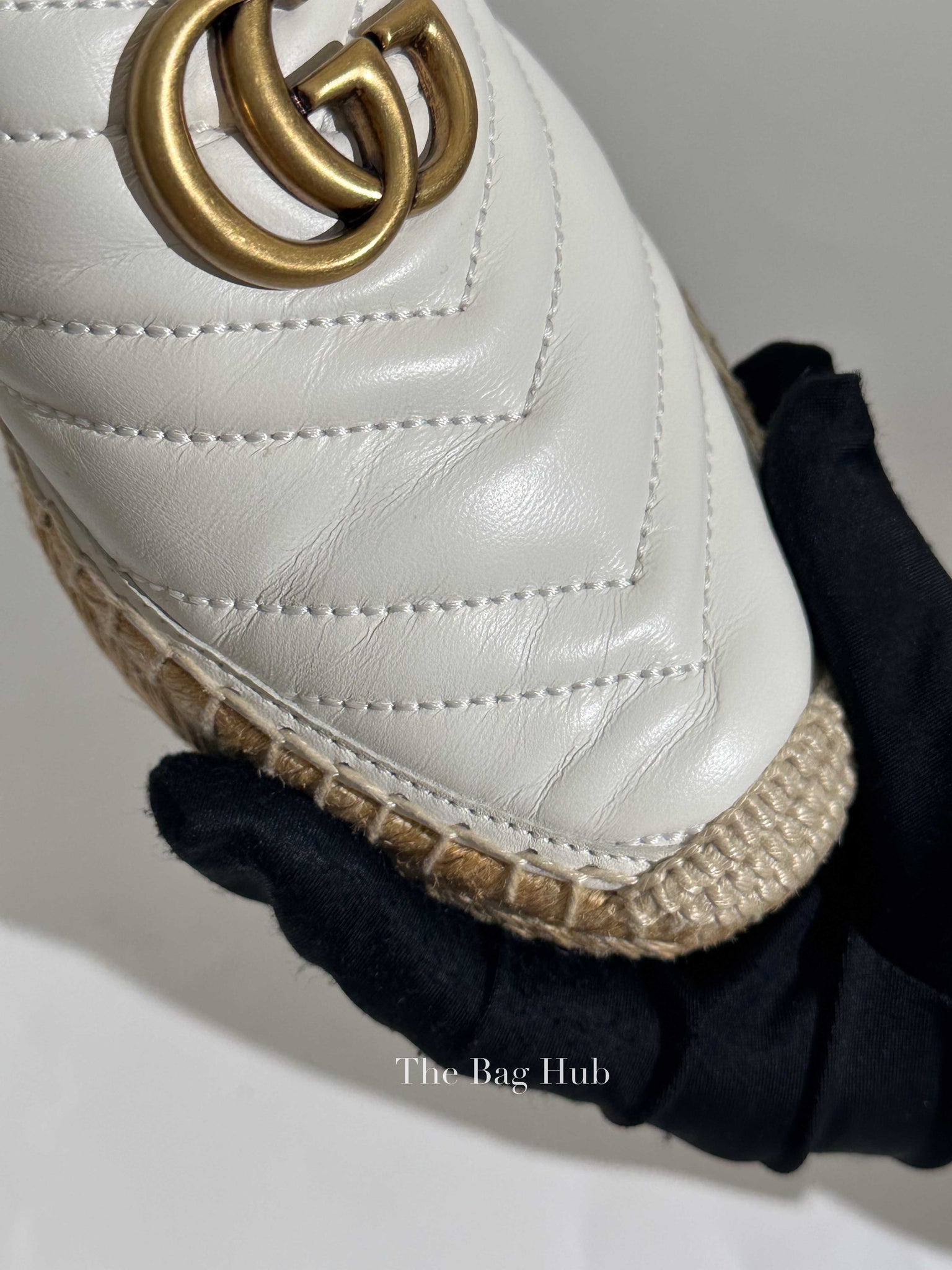 Gucci White Leather GG Marmont Espadrille Mules 36