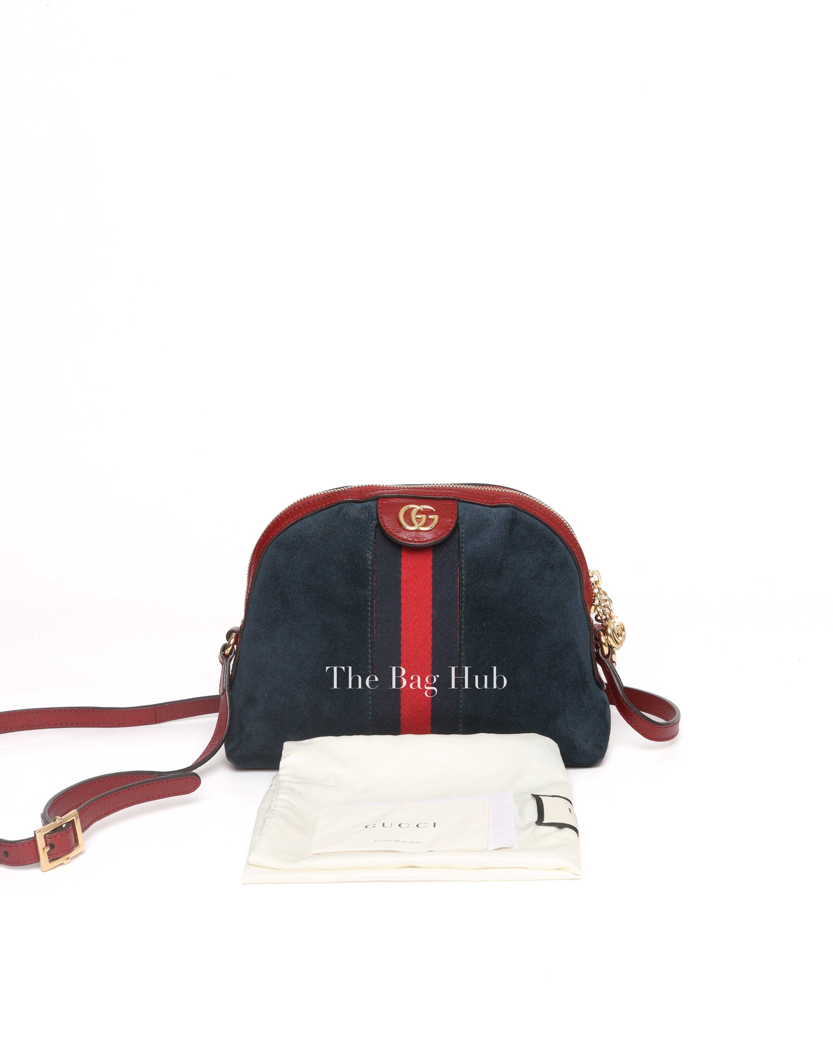 Gucci Blue Suede/Leather Web GG Ophidia Small Shoulder Bag