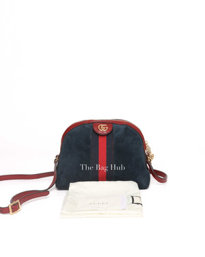 Gucci Blue Suede/Leather Web GG Ophidia Small Shoulder Bag