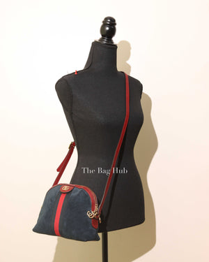 Gucci Blue Suede/Leather Web GG Ophidia Small Shoulder Bag