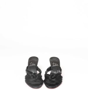 Christian Louboutin Black Leather Multitaski 70 Knotted Sandals Size 38