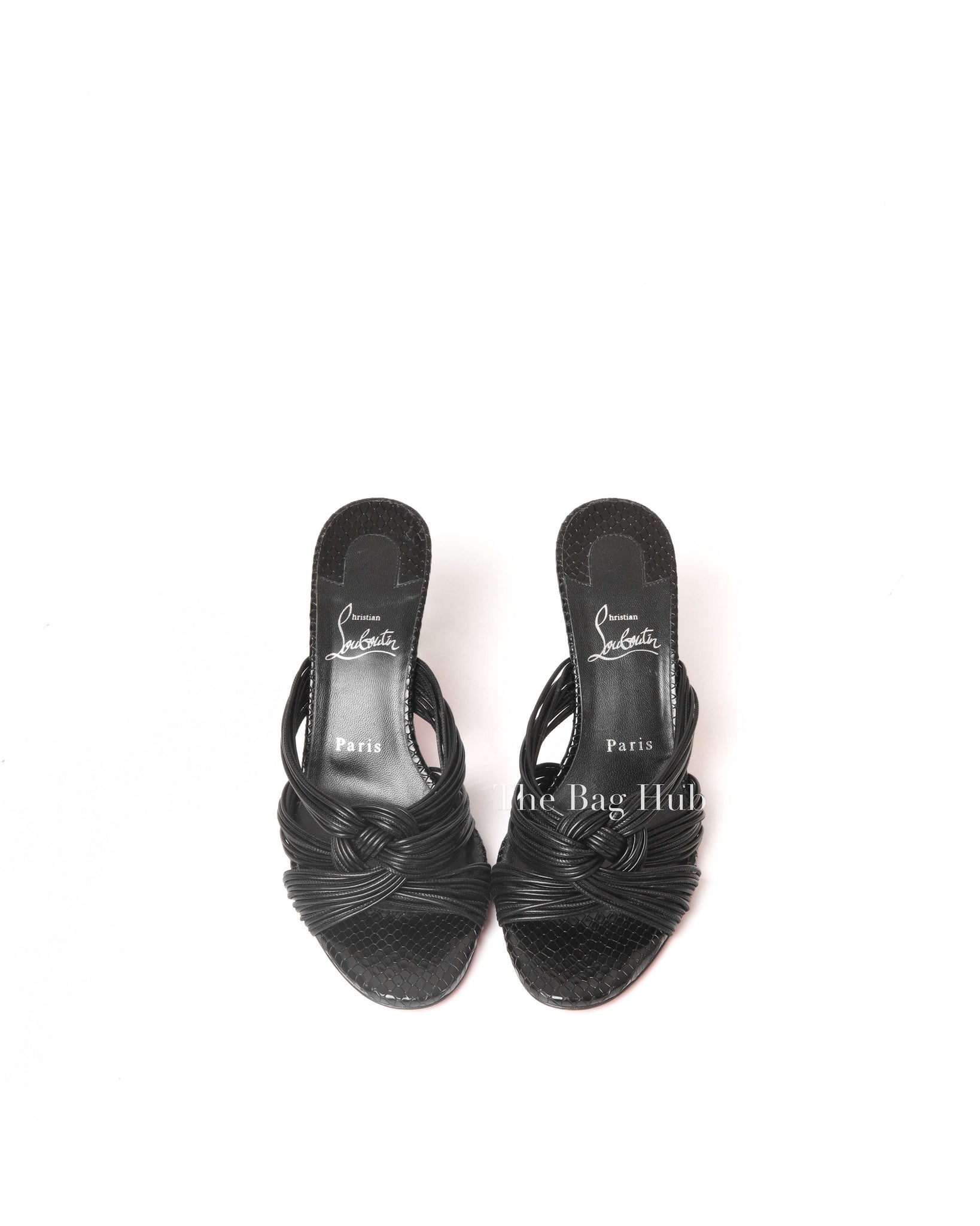 Christian Louboutin Black Leather Multitaski 70 Knotted Sandals Size 38