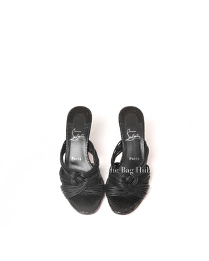 Christian Louboutin Black Leather Multitaski 70 Knotted Sandals Size 38